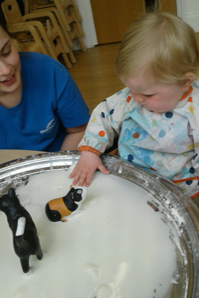 Splashing around in water, the Babies have been giggling and having great fun!